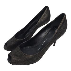 Giuseppe Zanotti Peep Toe Heels Black Glitter Bronze Stiletto Italy Women 38